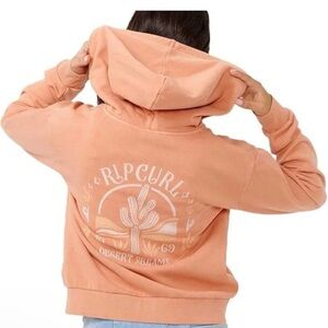 Rip Curl Women’s Zip Up Hoodie Small Peach Cactus‎ Desert Dreams Graphic NWT